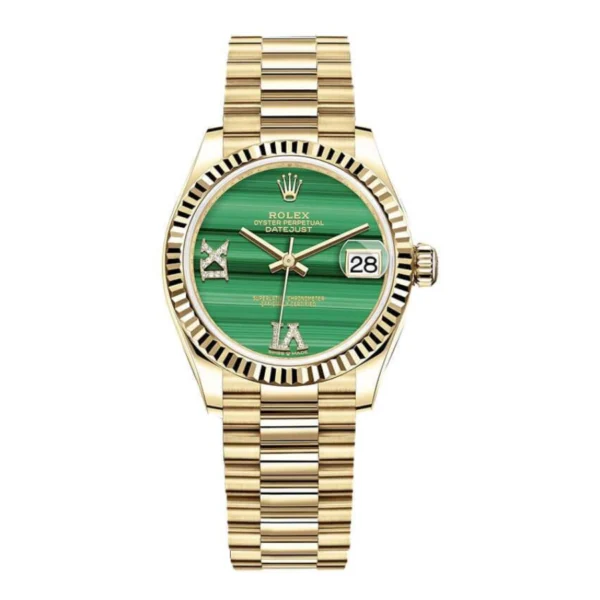 ROLEX Day-Date Automatic Mechanical Movement, 100-Meter Water Resistance, Green Dial, 18K Gold Bracelet