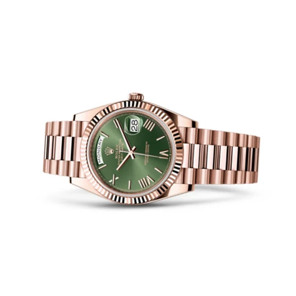 Rolex Day-Date Rose Gold Green Roman Dial