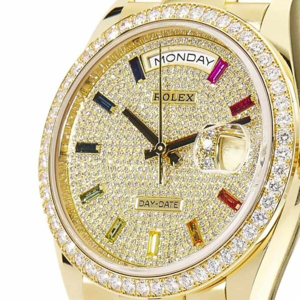 Rolex Day-Date Yellow Gold With Pave Diamond Dial Sapphire 128348RBR-0030
