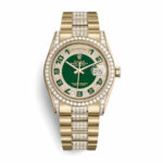 Rolex Datejust Yellow Gold Green Dial Iced out 118348