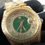 Rolex Datejust Yellow Gold Green Dial Iced out 118348