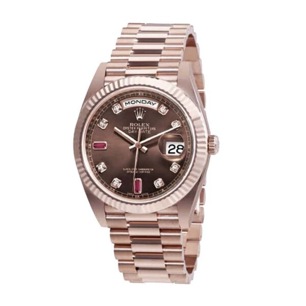 Rolex Day-Date 128235 AR Rose Gold Wrapped Chocolate Dial