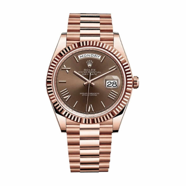 Rolex Day Date 228235 Rose Gold Chocolate Roman Dial