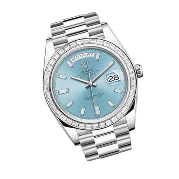 Rolex Day-Date Platinum 228396TBR Ice Blue Baguette Index