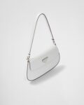 Prada Cleo Small Gloss Leather Flip Shoulder Bag  white
