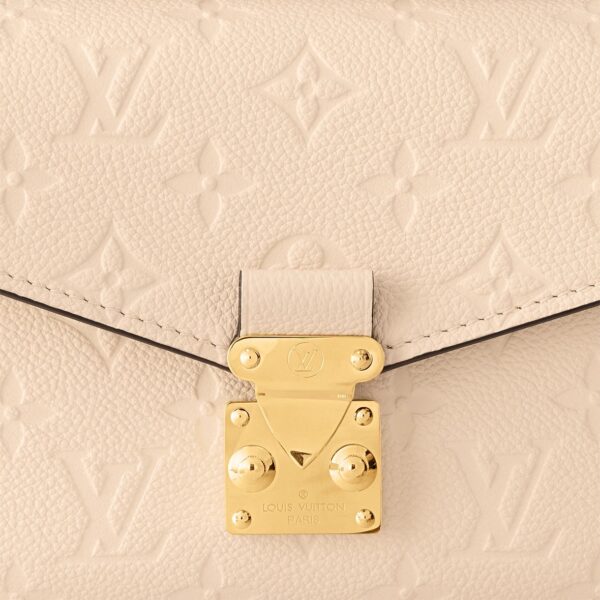 LOUIS VUITTON Pochette Metis East West Embossed Soft Grained Calfskin Small Messenger Bag Crossbody Bag for Women, cream color