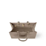 LOUIS VUITTON ONTHEGO MM Tote Bag with Detachable and Adjustable Strap, Embossed Grained Calfskin, Medium, Women's, Dark Brown