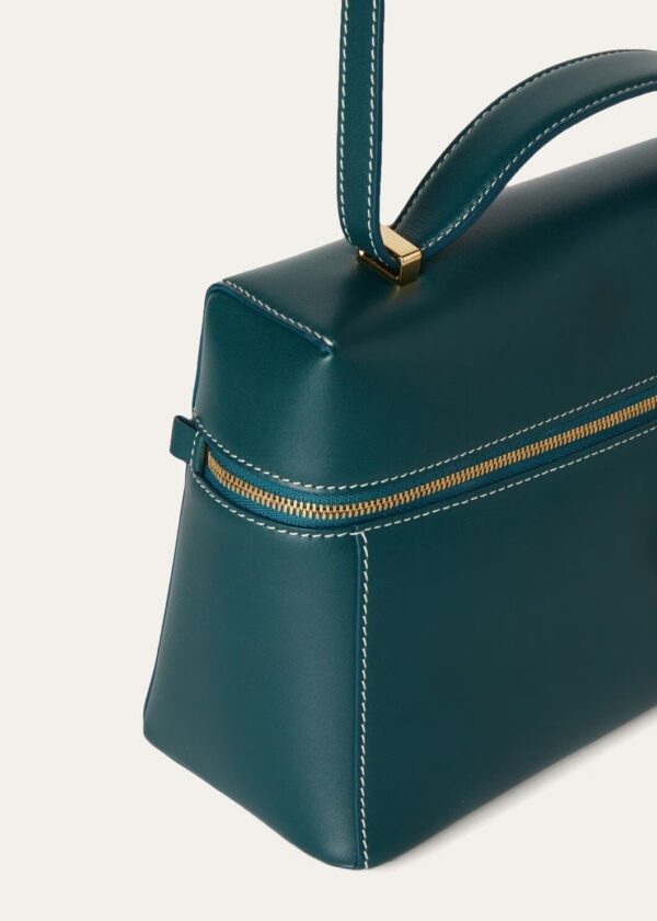 Loro Piana Extra cowhide leather handbag, regular style, women's model, new petroleum color