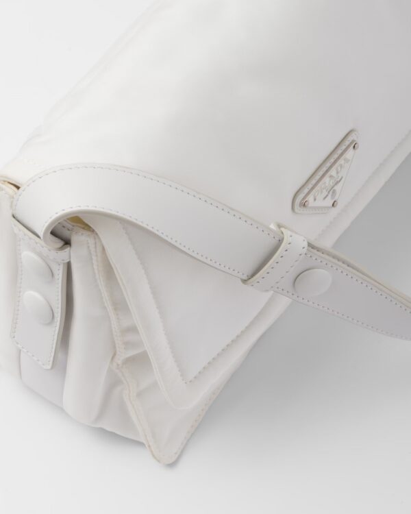 Small-filled Re-Nylon shoulder bag white black