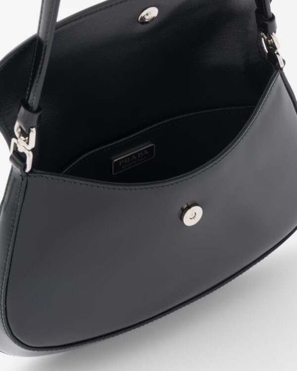 Prada Cleo Small Gloss Leather Flip Shoulder Bag black