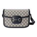 Gucci Horsebit 1955 vintage silver buckle horse bit buckle aged logo canvas patchwork leather trim handbag messenger bag small unisex