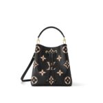 LOUIS VUITTON NÉONOÉ MM Monogram Print Grained Calfskin Medium Bucket Bag for Women, Black
