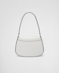 Prada Cleo Small Gloss Leather Flip Shoulder Bag  white