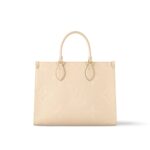LOUIS VUITTON ONTHEGO MM Detachable and Adjustable Shoulder Strap Embossed Grained Calfskin Tote Bag, Medium, Women's, Cream White