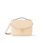 LOUIS VUITTON Pochette Metis letter embossed lock buckle opening and closing leather mailman bag, single shoulder crossbody bag, women's  cream color