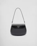 Prada Cleo Small Gloss Leather Flip Shoulder Bag black