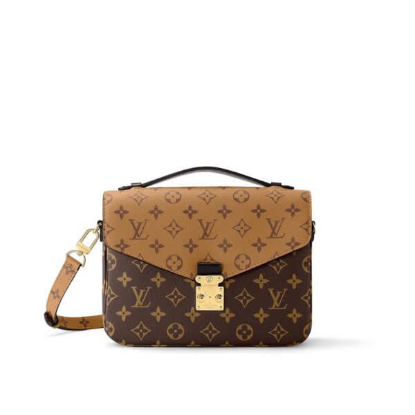 LOUIS VUITTON Pochette Metis Two-Tone Monogram Messenger Bag, Coated Canvas with Leather Trim, Women's, Patterned