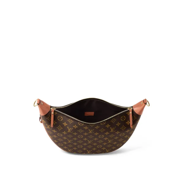 LOUIS VUITTON Loop HOBO Classic Monogram All-Over Print Logo Chain Canvas Moon Bag Crossbody Shoulder Bag for Women, Brown
