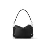 LOUIS VUITTON SIDE TRUNK Side Trunk MM Detachable and Adjustable Shoulder Strap Soft Case Canvas Crossbody Bag for Women, Black with Silver Accents