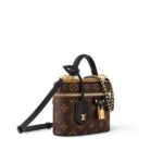 LOUIS VUITTON Vanity CHAIN POUCH All-over Monogram print, zipper closure, leather, women's makeup bag, brown