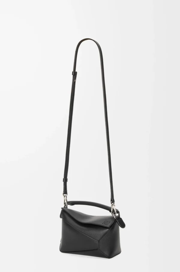 Mini Puzzle Edge bag in classic calfskin Black