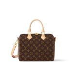 LOUIS VUITTON Speedy 25 Detachable and Adjustable Shoulder Strap Monogram-Printed Canvas Crossbody Handbag for Women, Brown