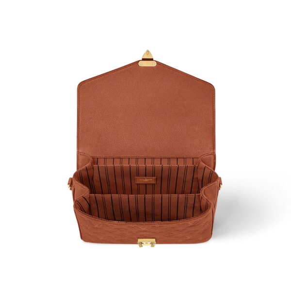 LOUIS VUITTON Pochette Metis letter embossed lock buckle opening and closing leather mailman bag, single shoulder crossbody bag, women's brown