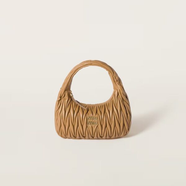 Wander Matelassé Medium Hobo Underarm Bag Caramel color