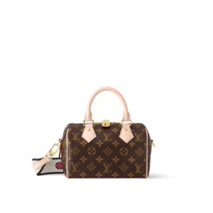 LOUIS VUITTON Speedy 20 Crossbody Bag with Detachable and Adjustable Strap, Monogram-Printed Canvas, Women's, Brown