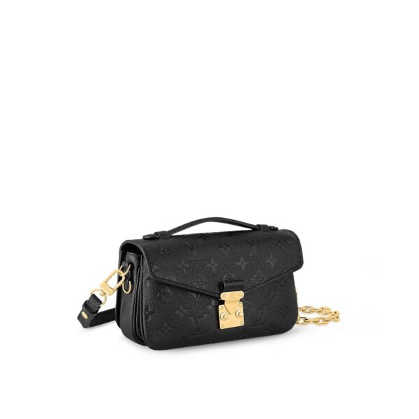 LOUIS VUITTON Pochette Metis East West Embossed Soft Grained Calfskin Small Messenger Bag Crossbody Bag for Women, black