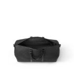 LOUIS VUITTON Keepall 50 Tote Bag, featuring a detachable, adjustable shoulder strap, zipper closure, and ample capacity; embossed leather; men's travel bag; black