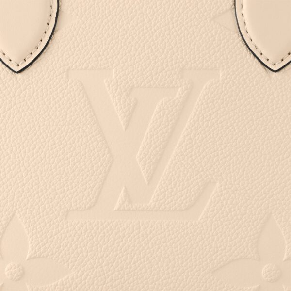 LOUIS VUITTON ONTHEGO PM Detachable and Adjustable Shoulder Strap Embossed Grained Calfskin Tote Bag, Small, Women's, Cream White