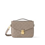LOUIS VUITTON Pochette Metis letter embossed lock buckle opening and closing leather mailman bag, single shoulder crossbody bag, women's grey