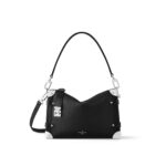 LOUIS VUITTON SIDE TRUNK Side Trunk MM Detachable and Adjustable Shoulder Strap Soft Case Canvas Crossbody Bag for Women, Black with Silver Accents