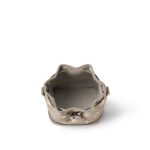 LOUIS VUITTON NOE NANO All-over logo print, drawstring closure, embossed grained calf leather, bucket bag, mini, women's, elephant gray and off-white