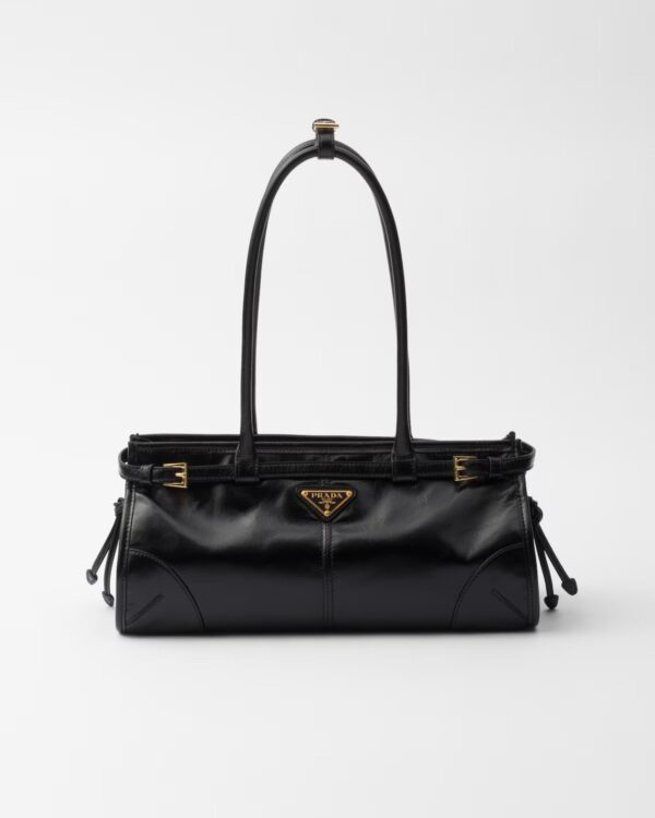 Prada Bonnie Medium Leather Handbag  Black