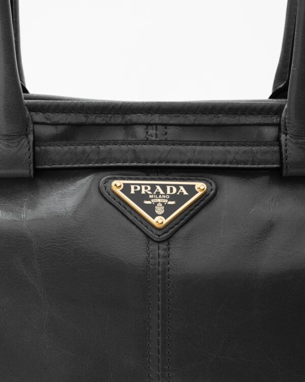 Prada Bonnie Medium Leather Handbag  Black