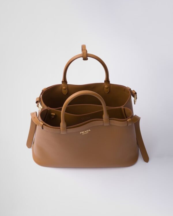 Prada Buckle Medium Leather Double-Belted Handbag