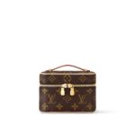 LOUIS VUITTON NICE NANO Classic Monogram Zip-Top Organizer, Coated Canvas with Leather Trim, Makeup Clutch, Women's, Brown