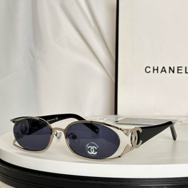 Chanel Slim Oval Metal Frame Sunglasses – Signature Double CC Luxury