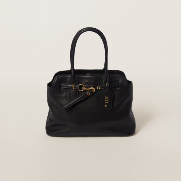 Aventure Nappa Leather Handbag Black  Large
