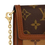 LOUIS VUITTON Dauphine Chain Wallet, Monogram Chain, Coated Canvas with Leather Trim, Dauphine Handbag, Medium, Women's, Brown