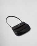 Prada Cleo Small Gloss Leather Flip Shoulder Bag black