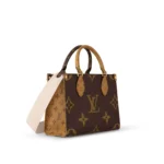 LOUIS VUITTON ONTHEGO PM Classic Monogram Canvas Coated Handbag/Shoulder Bag, Mini, Women's, Brown and Caramel
