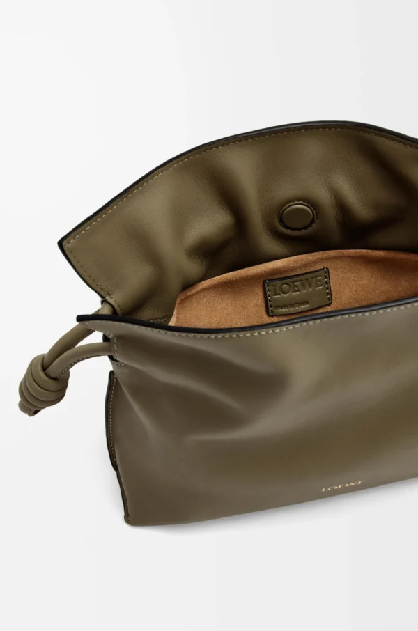 Mini Flamenco clutch in nappa calfskin Dark Khaki Green