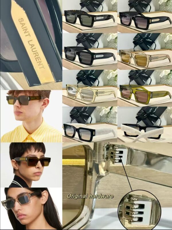 Saint Laurent Bold Rectangular Acetate Sunglasses