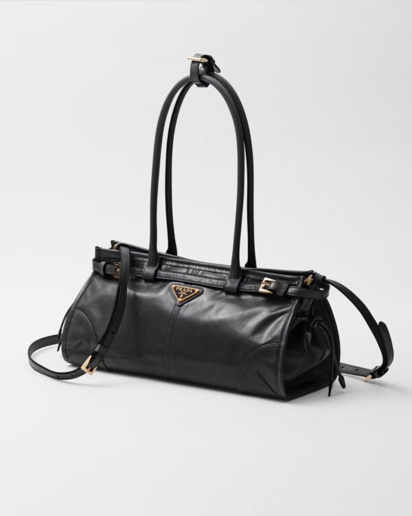 Prada Bonnie Medium Leather Handbag  Black