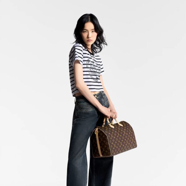 LOUIS VUITTON Speedy 35 Detachable and Adjustable Shoulder Strap Monogram-Printed Canvas Crossbody Handbag for Women, Brown