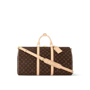 LOUIS VUITTON Keepall 50 Monogram All-Over Print Large Capacity Zipper Closure Coated Canvas with Leather Trim Travel Bag