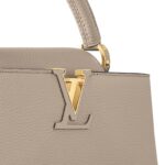 LOUIS VUITTON Capucines MM Handbag with Gold Hardware, Medium, Women's, Gray